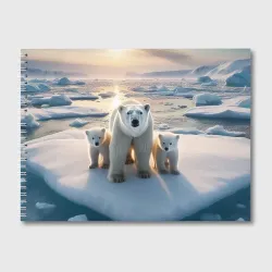 Альбом для рисования Polar bear with her cubs - ai art
