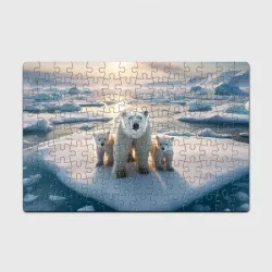 Головоломка Пазл магнитный 126 элементов Polar bear with her cubs - ai art
