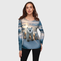 Женский лонгслив 3D Polar bear with her cubs - ai art - фото 2
