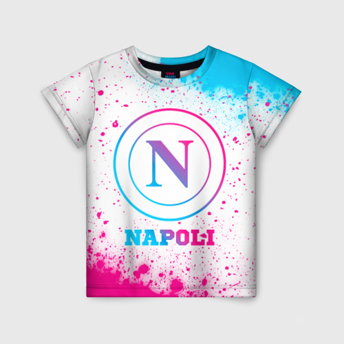 Детская футболка с принтом Napoli neon gradient style, вид спереди №1