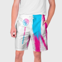 Manchester City neon gradient style по-вертикали – Мужские шорты 3D с принтом купить