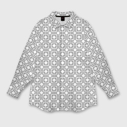 Черный геометрический узор на белом фоне  – Мужская рубашка oversize 3D с принтом купить