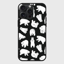 Чехол силиконовый для Apple iPhone 15 Pro Мax матовый Узор белые медведи