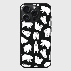 Чехол силиконовый для Apple iPhone 15 Pro матовый Узор белые медведи