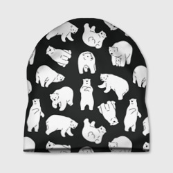 Узор белые медведи – Шапка 3D с принтом купить