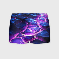 Синяя фиолетовая плитка с фиолетовым свечением  – Мужские трусы 3D с принтом купить