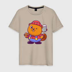 Бобёр дровосек – Мужская футболка хлопок с принтом купить со скидкой в -20%