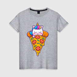 Единорог в пицце – Женская футболка хлопок с принтом купить со скидкой в -20%