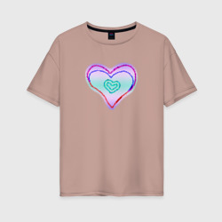 Сердечко лето море – Женская футболка хлопок Oversize с принтом купить со скидкой в -16%