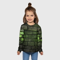 Детский лонгслив 3D Зеленые неоновые кирпичи - фото 2