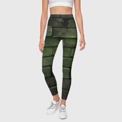 Леггинсы 3D Зеленые неоновые кирпичи - фото 2