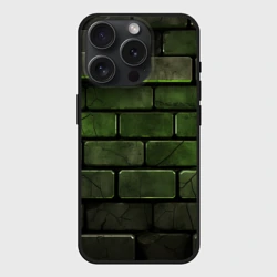 Чехол силиконовый для Apple iPhone 15 Pro матовый Зеленые неоновые кирпичи