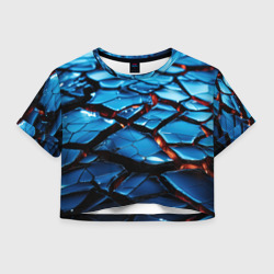 Синие поломанные камни – Женская футболка Crop-top 3D с принтом купить