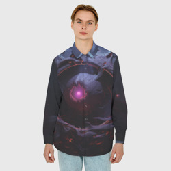 Рубашка с принтом Магическая темная текстура в   стиле фэнтези для любого человека, вид спереди №2. Цвет основы: белый