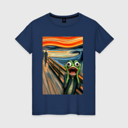 Лягушка кричит - мем нейросеть – Женская футболка хлопок с принтом купить со скидкой в -20%