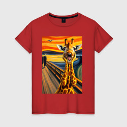 Жираф кричит - мем нейросеть – Женская футболка хлопок с принтом купить со скидкой в -20%