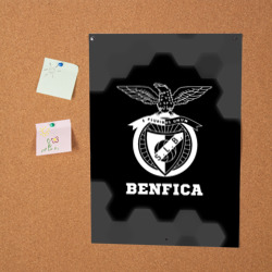 Постер с принтом Benfica sport на темном фоне для любого человека, вид спереди №2. Цвет основы: белый