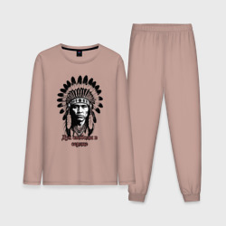 Мужская пижама с лонгсливом хлопок Дух свободы в сердце