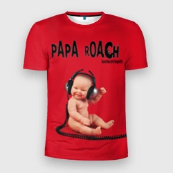 Мужская футболка 3D Slim Papa Roach - baby with headphones
