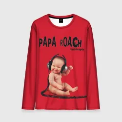 Мужской лонгслив 3D Papa Roach - baby with headphones
