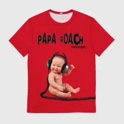 Мужская футболка 3D Papa Roach - baby with headphones