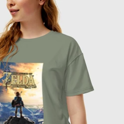Женская футболка хлопок Oversize Легенда о зельде - Линк - фото 2