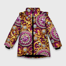 Ювелирные украшение с золотом и бриллиантом паттерн – Зимняя куртка для девочек 3D с принтом купить