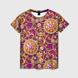 Ювелирные украшение на фиолетовом фоне – Женская футболка 3D с принтом купить со скидкой в -26%