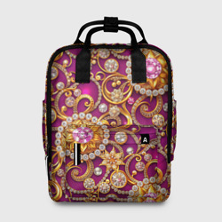 Ювелирные украшение на фиолетовом фоне – Женский рюкзак 3D с принтом купить
