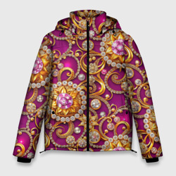 Ювелирные украшение на фиолетовом фоне – Мужская зимняя куртка 3D с принтом купить