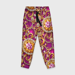 Ювелирные украшение на фиолетовом фоне – Детские брюки 3D с принтом купить