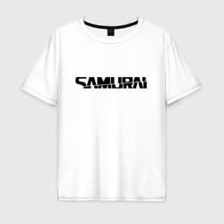 Мужская футболка хлопок Oversize Киберпанк - черная надпись Samurai
