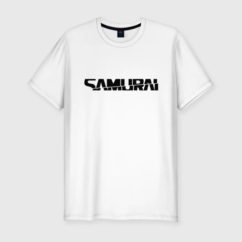 Мужская футболка хлопок Slim Киберпанк - черная надпись Samurai