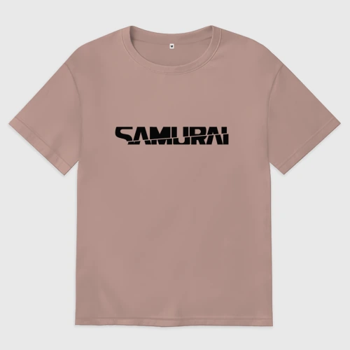 Мужская футболка хлопок Oversize Киберпанк - черная надпись Samurai