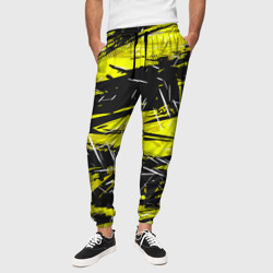 Yellow geometry - спортивный узор – Мужские брюки 3D с принтом купить