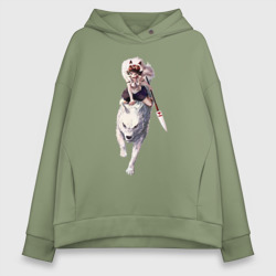 Женское худи Oversize хлопок Принцесса Мононоке волк