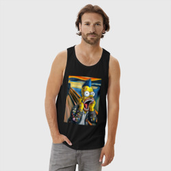 Мужская майка хлопок Гомер Симпсон кричит - панк мем нейросеть - фото 2