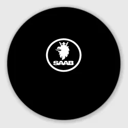 Круглый коврик для мышки Saab avto logo
