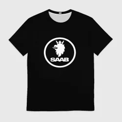 Мужская футболка 3D Saab avto logo