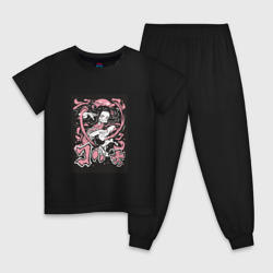 Клинок рассекающий демонов Незуко угловатый  – Детская пижама хлопок с принтом купить со скидкой в -9%