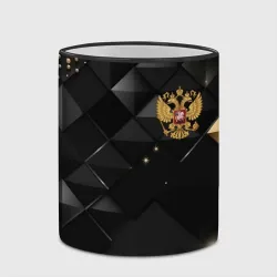 Кружка с полной запечаткой Золотой герб России на черно-золотой  текстуре - фото 2