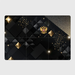 Магнитный плакат 3Х2 Золотой герб России на черно-золотой  текстуре