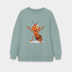 Женский свитшот oversize без начеса хлопок Классный веселый муравей