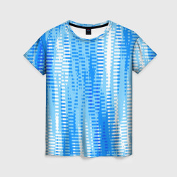 Бело-голубой полосатый – Женская футболка 3D с принтом купить со скидкой в -26%