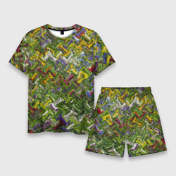 Разноцветная абстракция – Мужской костюм с шортами 3D с принтом купить