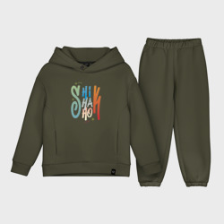 Shik shak shok - разноцветная надпись – Детский костюм хлопок Oversize с принтом купить со скидкой в -15%
