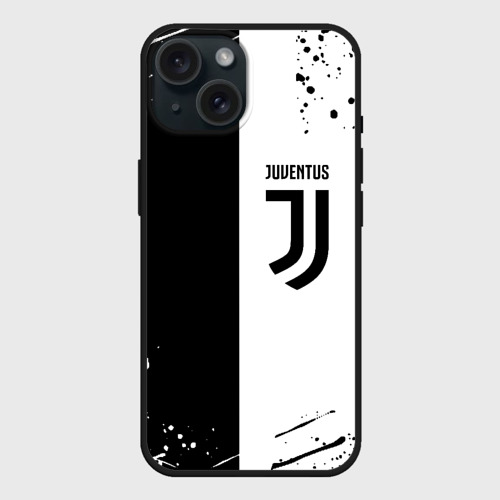 Чехол силиконовый для Apple iPhone 15 матовый Juventus краски текстура спорт, цвет черный