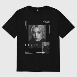 Женская футболка хлопок Oversize Stray kids Lee Felix