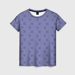 Сине-сиреневый паттерн квадраты – Женская футболка 3D с принтом купить со скидкой в -26%