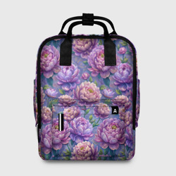 Крупные пионы   садовые дачные цветы паттерн – Женский рюкзак 3D с принтом купить